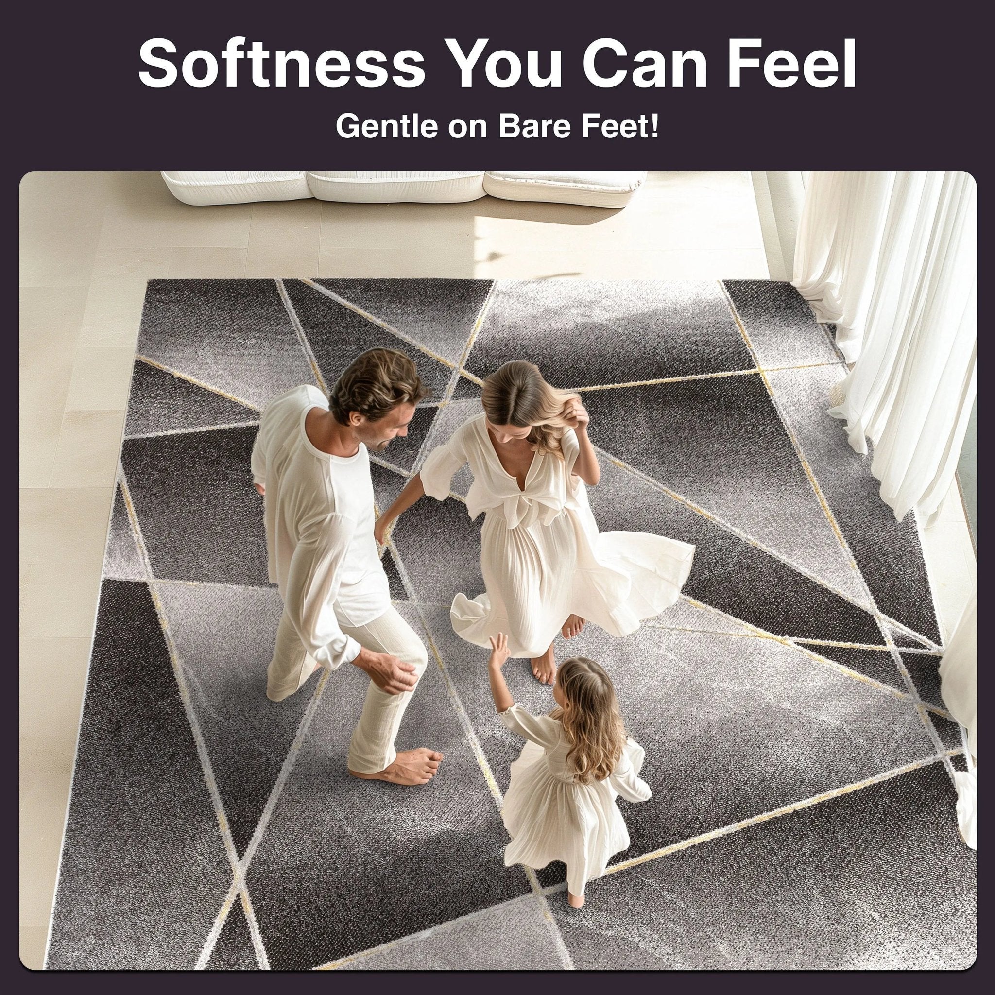 Arthur Retro Geometric Marble Pattern Grey Glam Rug Well Woven