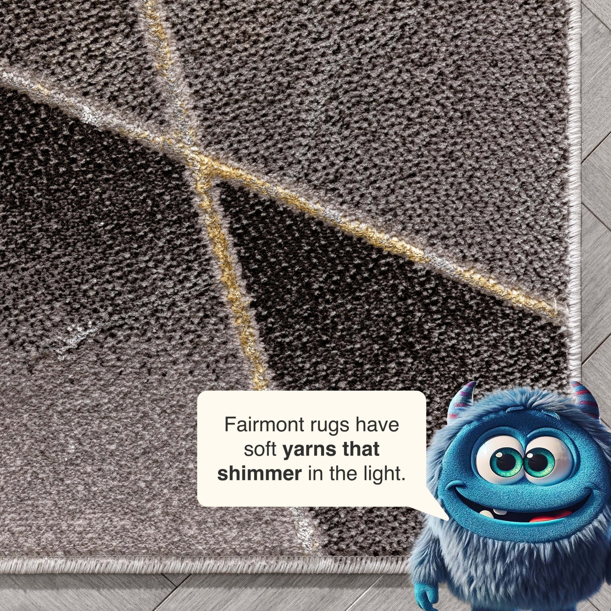 Arthur Retro Geometric Marble Pattern Grey Glam Rug Well Woven