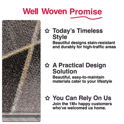 Arthur Retro Geometric Marble Pattern Grey Glam Rug Well Woven