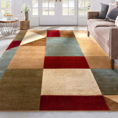 Marcia Multi Modern Geometric Blocks 3D Textured Rug Well Woven