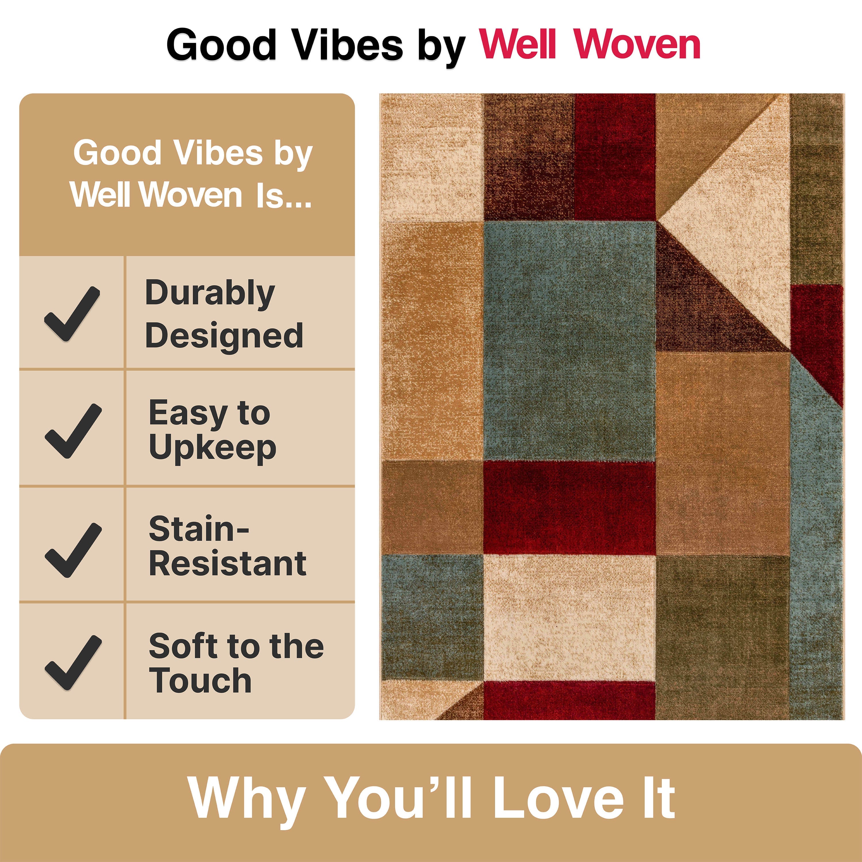 Marcia Multi Modern Geometric Blocks 3D Textured Rug Well Woven