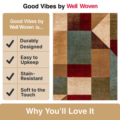 Marcia Multi Modern Geometric Blocks 3D Textured Rug Well Woven