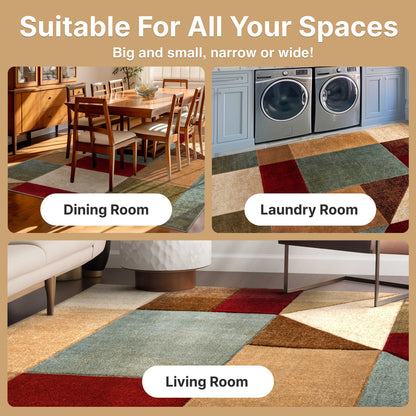 Marcia Multi Modern Geometric Blocks 3D Textured Rug Well Woven