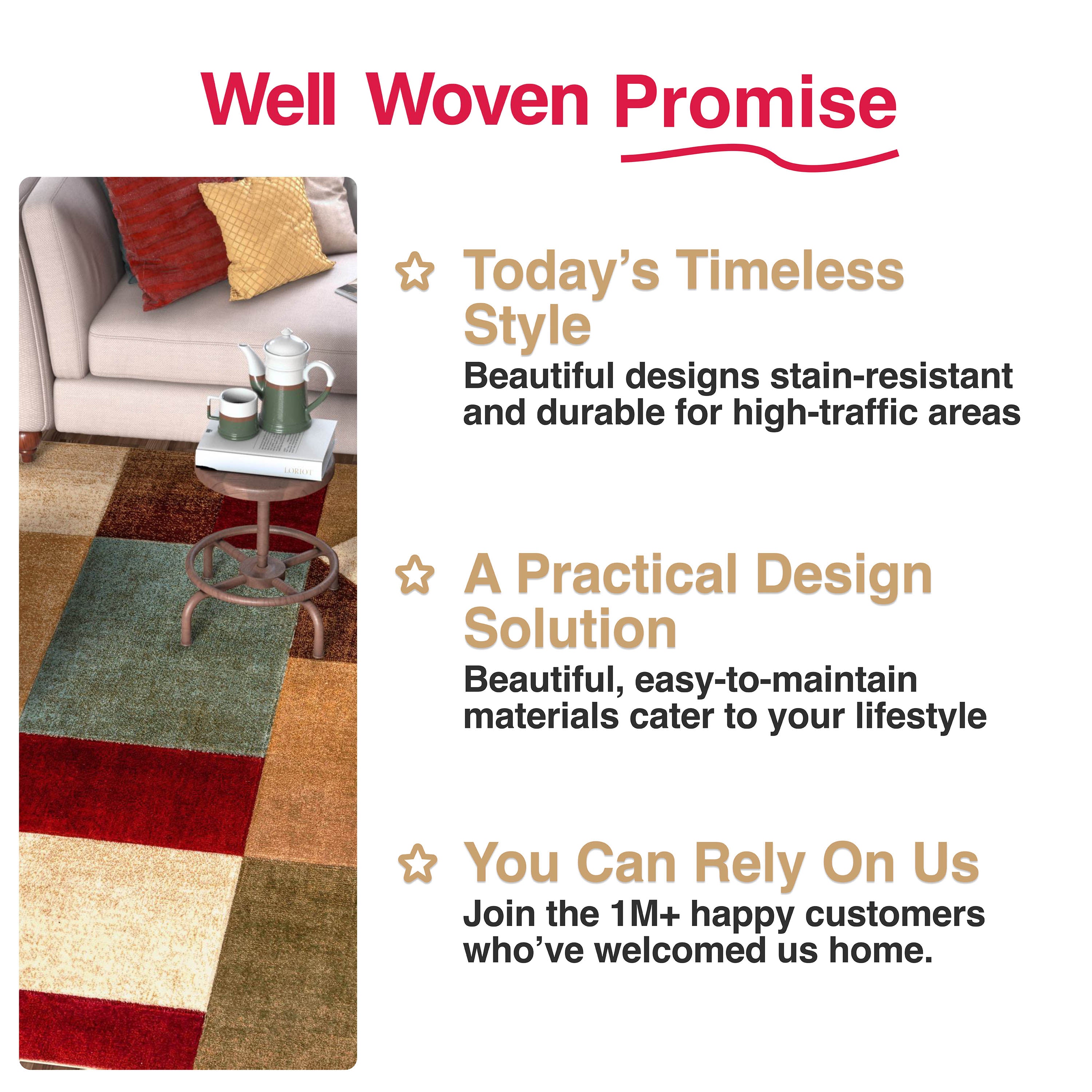 Marcia Multi Modern Geometric Blocks 3D Textured Rug Well Woven