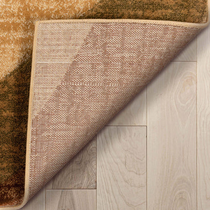 Cecilia Multi Brown Modern Geometric Stripes 3D Textured Rug Well Woven