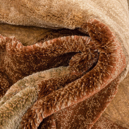 Cecilia Multi Brown Modern Geometric Stripes 3D Textured Rug Well Woven