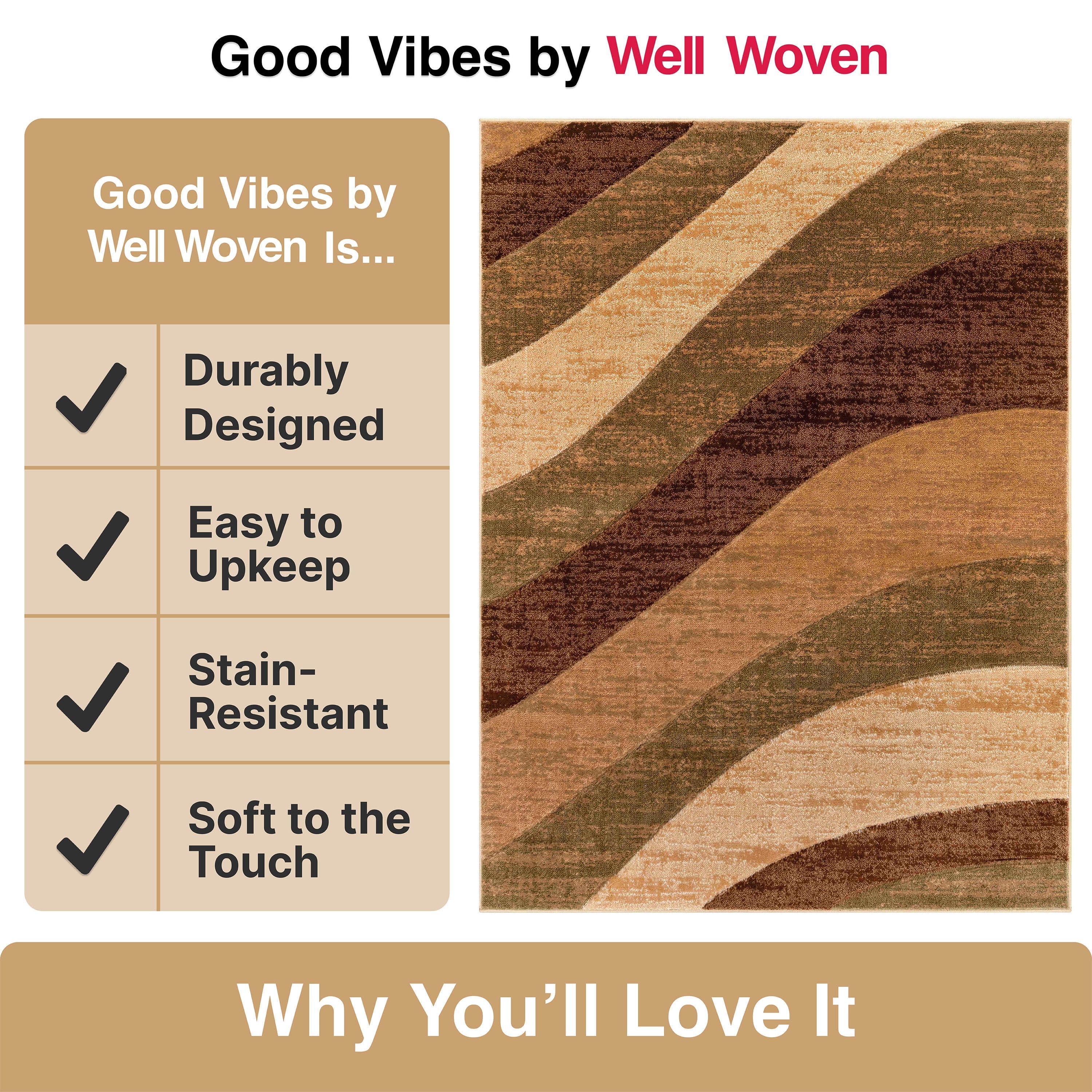 Cecilia Multi Brown Modern Geometric Stripes 3D Textured Rug Well Woven