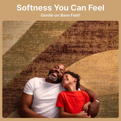 Cecilia Multi Brown Modern Geometric Stripes 3D Textured Rug Well Woven