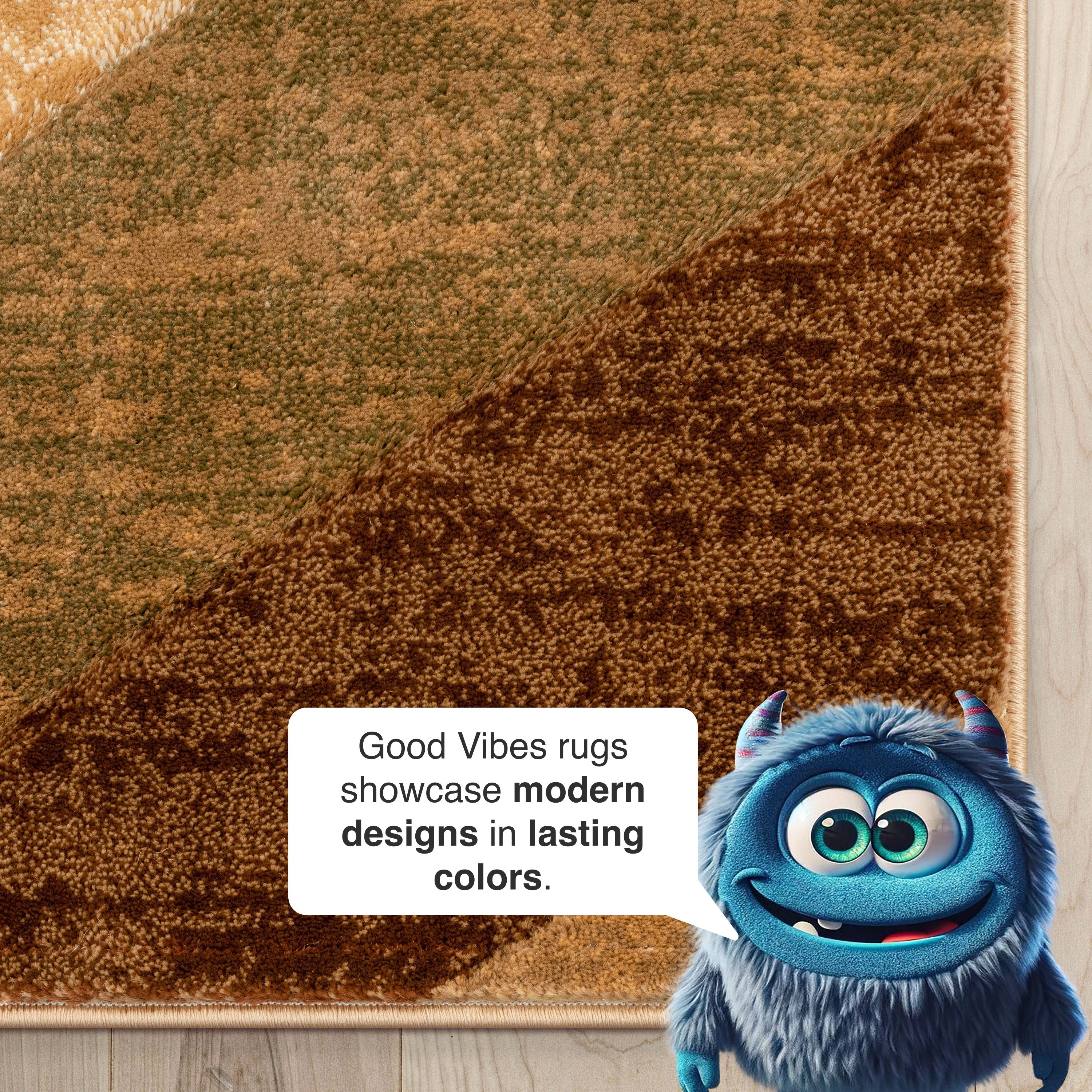 Cecilia Multi Brown Modern Geometric Stripes 3D Textured Rug Well Woven