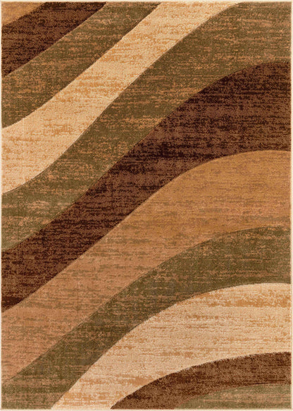 Cecilia Multi Brown Modern Geometric Stripes 3D Textured Rug Well Woven