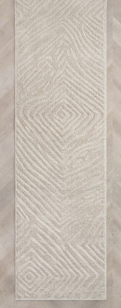 Custom Size Runner Relajo Modern Solid & Striped Ivory Choose Your Width x Choose Your Length Hallway Runner Rug Well Woven
