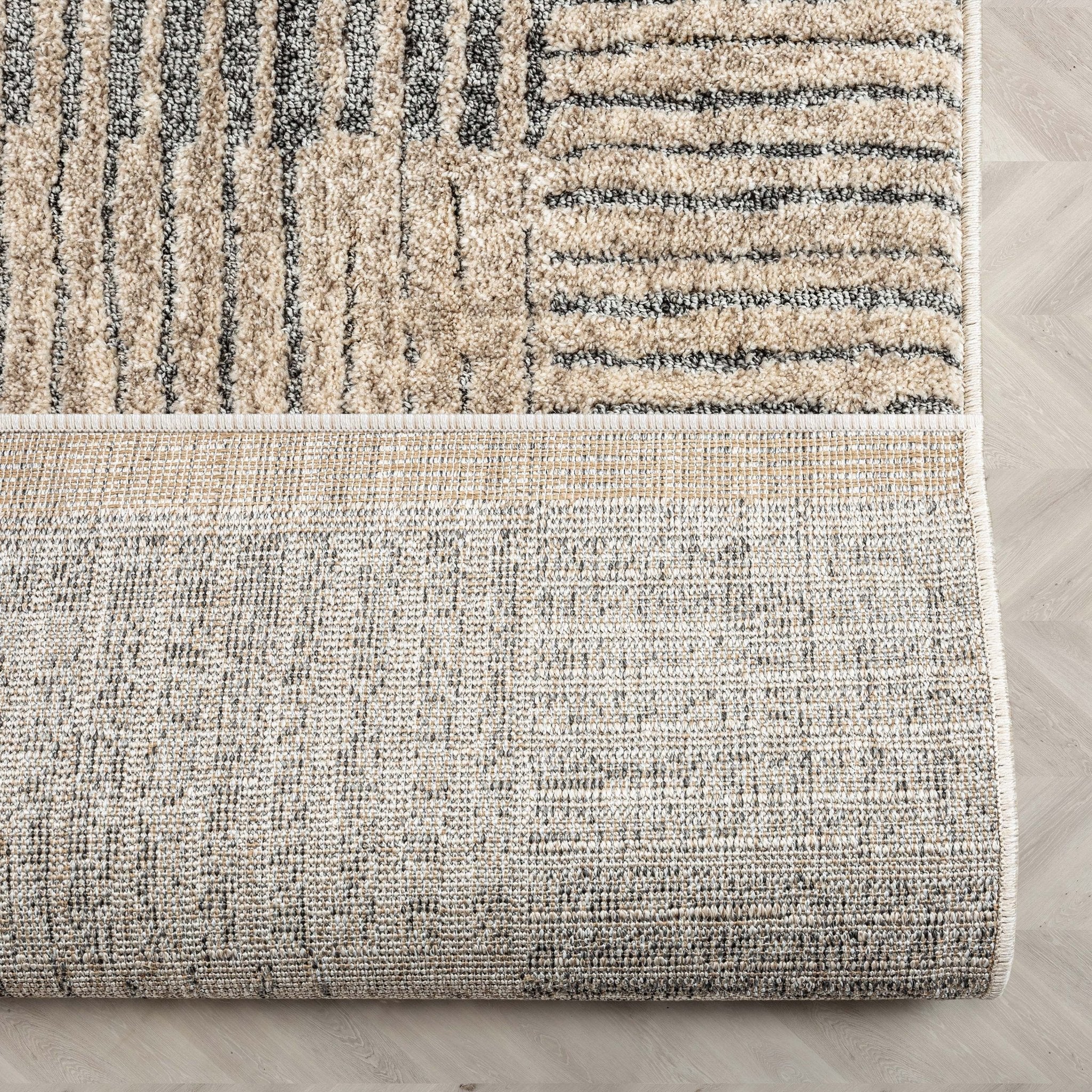 Custom Size Runner Sula Modern Geometric Boxes Ivory Grey Choose Your Width x Choose Your Length Hallway Runner Rug Well Woven