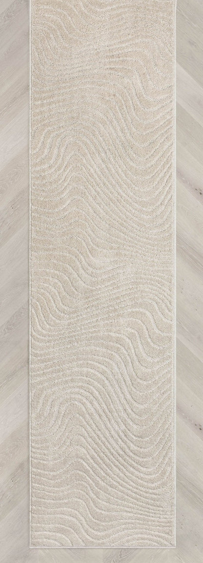 Custom Size Runner Sibi Modern Solid & Striped Ivory Choose Your Width x Choose Your Length Hallway Runner Rug Well Woven