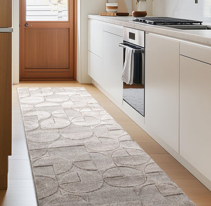Custom Size Runner Harmony Modern Beige Choose Your Width x Choose Your Length Hallway & Stair Runner Rug Well Woven