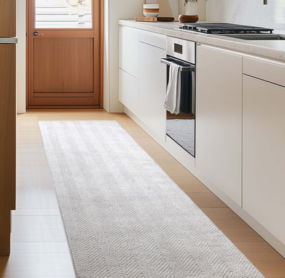 Custom Size Runner Pompeii Modern Ivory Choose Your Width x Choose Your Length Hallway & Stair Runner Rug Well Woven