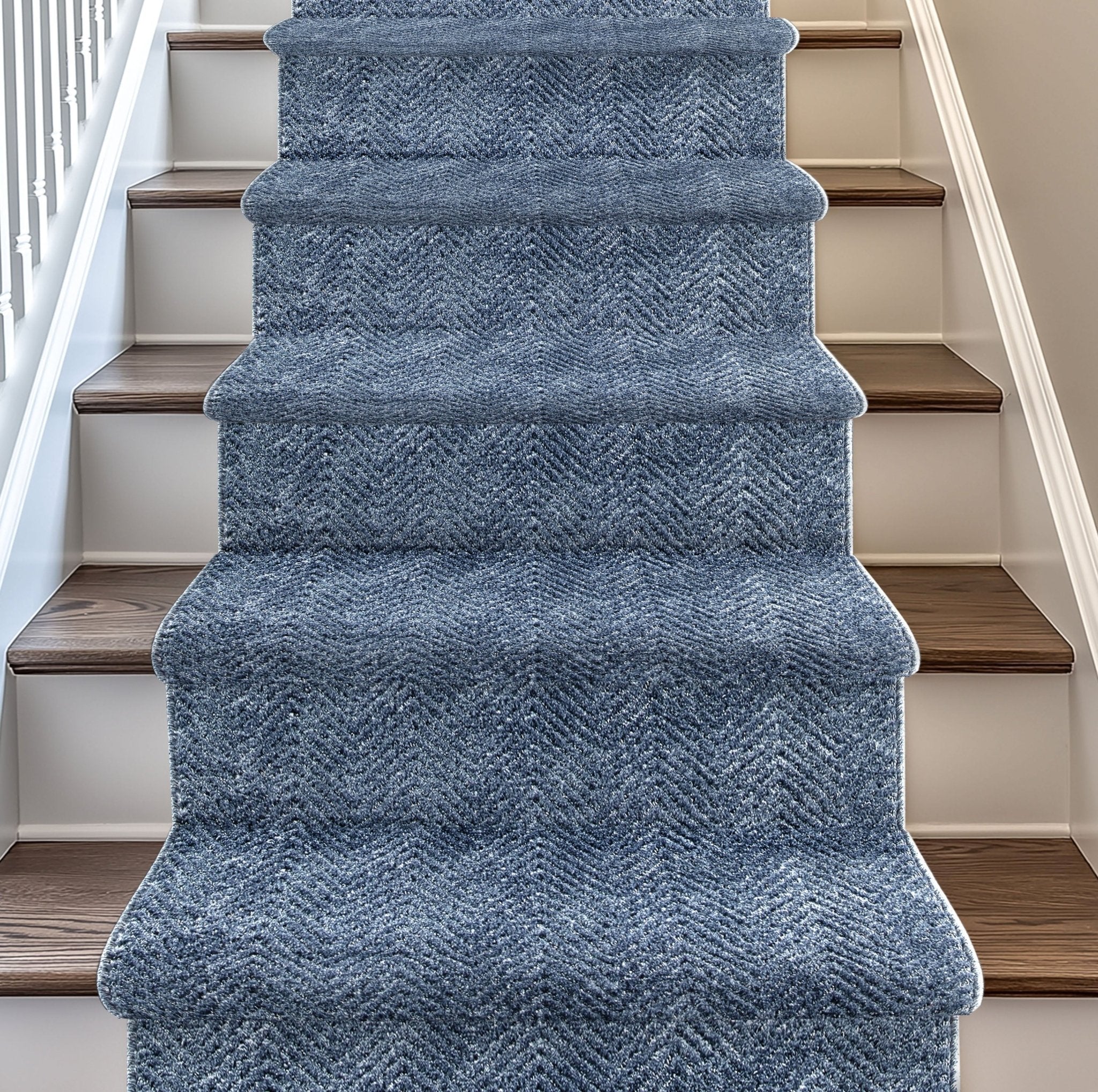 Custom Size Runner Pompeii Modern Blue Choose Your Width x Choose Your Length Hallway & Stair Runner Rug Well Woven