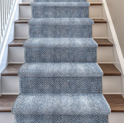 Custom Size Runner Pompeii Modern Light Blue Choose Your Width x Choose Your Length Hallway & Stair Runner Rug Well Woven