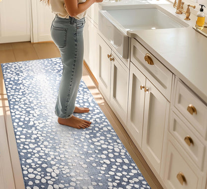 Custom Size Runner Petra Modern Blue Choose Your Width x Choose Your Length Hallway & Stair Runner Rug Well Woven