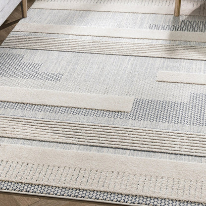 Briar Tribal Geometric Abstract Light Blue Looped Pile Rug Well Woven