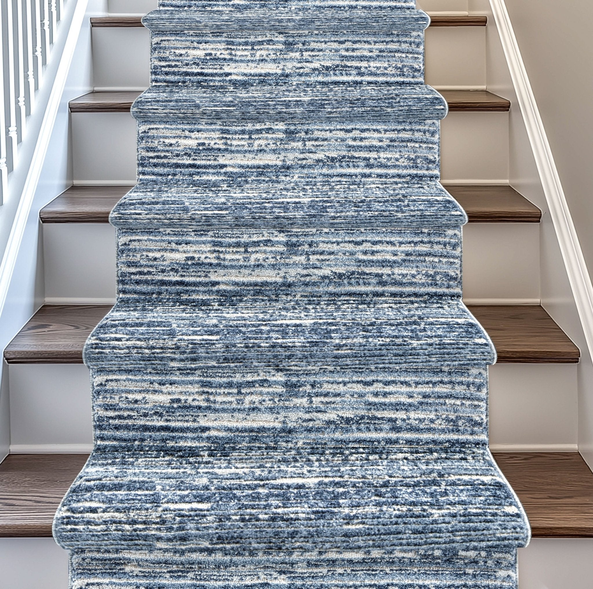 Custom Size Runner Delphi Modern Light Blue Choose Width x Length Hallway & Stair Runner Well Woven