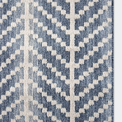 Custom Size Runner Rhodes Modern Blue Choose Your Width x Choose Your Length Hallway & Stair Runner Rug Well Woven