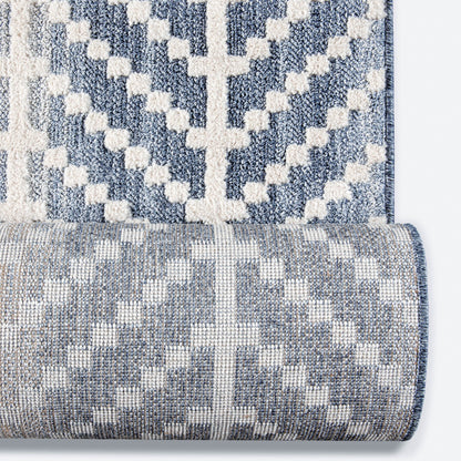 Custom Size Runner Rhodes Modern Blue Choose Your Width x Choose Your Length Hallway & Stair Runner Rug Well Woven