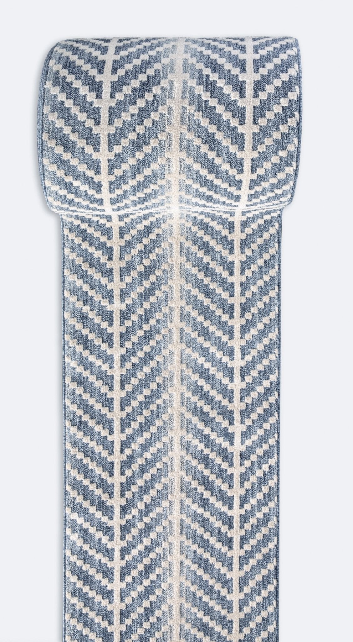 Custom Size Runner Rhodes Modern Blue Choose Your Width x Choose Your Length Hallway & Stair Runner Rug Well Woven