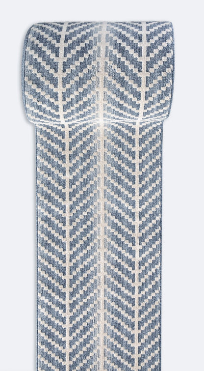 Custom Size Runner Rhodes Modern Blue Choose Your Width x Choose Your Length Hallway & Stair Runner Rug Well Woven