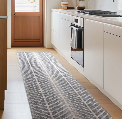 Custom Size Runner Rhodes Modern Grey Choose Your Width x Choose Your Length Hallway & Stair Runner Rug Well Woven