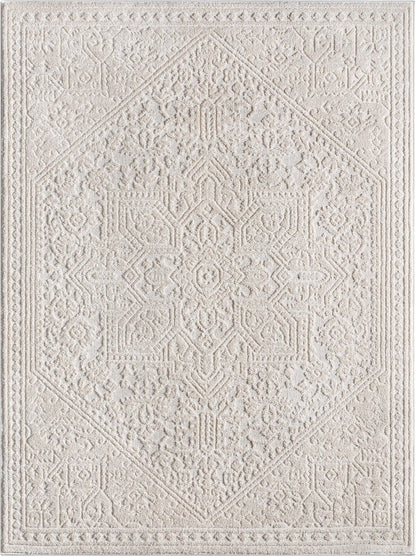 Cloud Medallion Heriz Soft Ivory Rug Well Woven