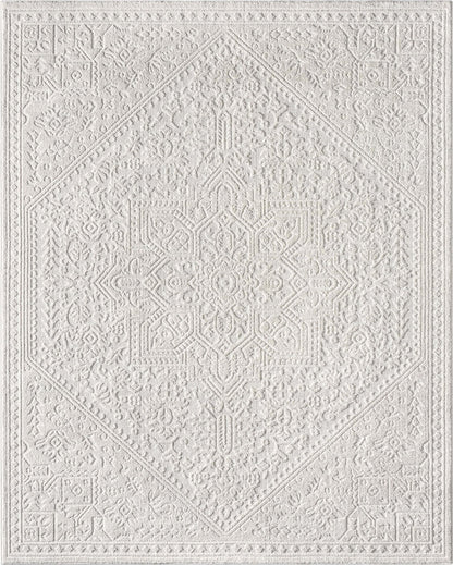 Cloud Medallion Heriz Soft Ivory Rug Well Woven