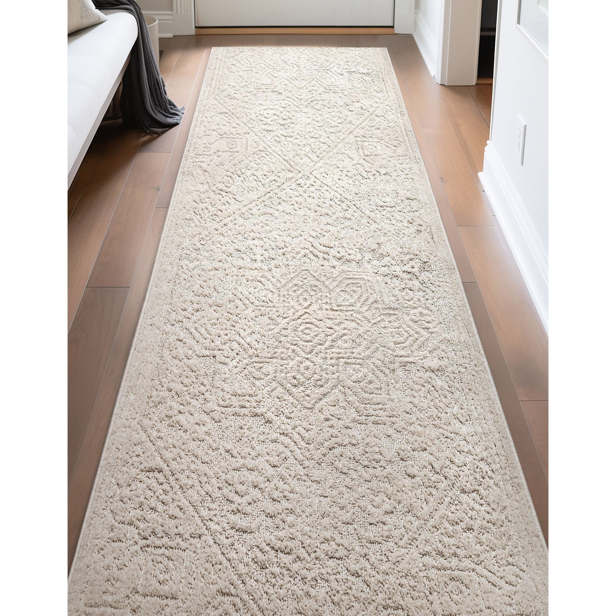Custom Size Runner Cloud Medallion Farmhouse Medallion Ivory Choose Your Width x Choose Your Length Hallway Runner Rug Well Woven
