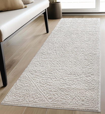 Cloud Medallion Heriz Soft Ivory Rug Well Woven
