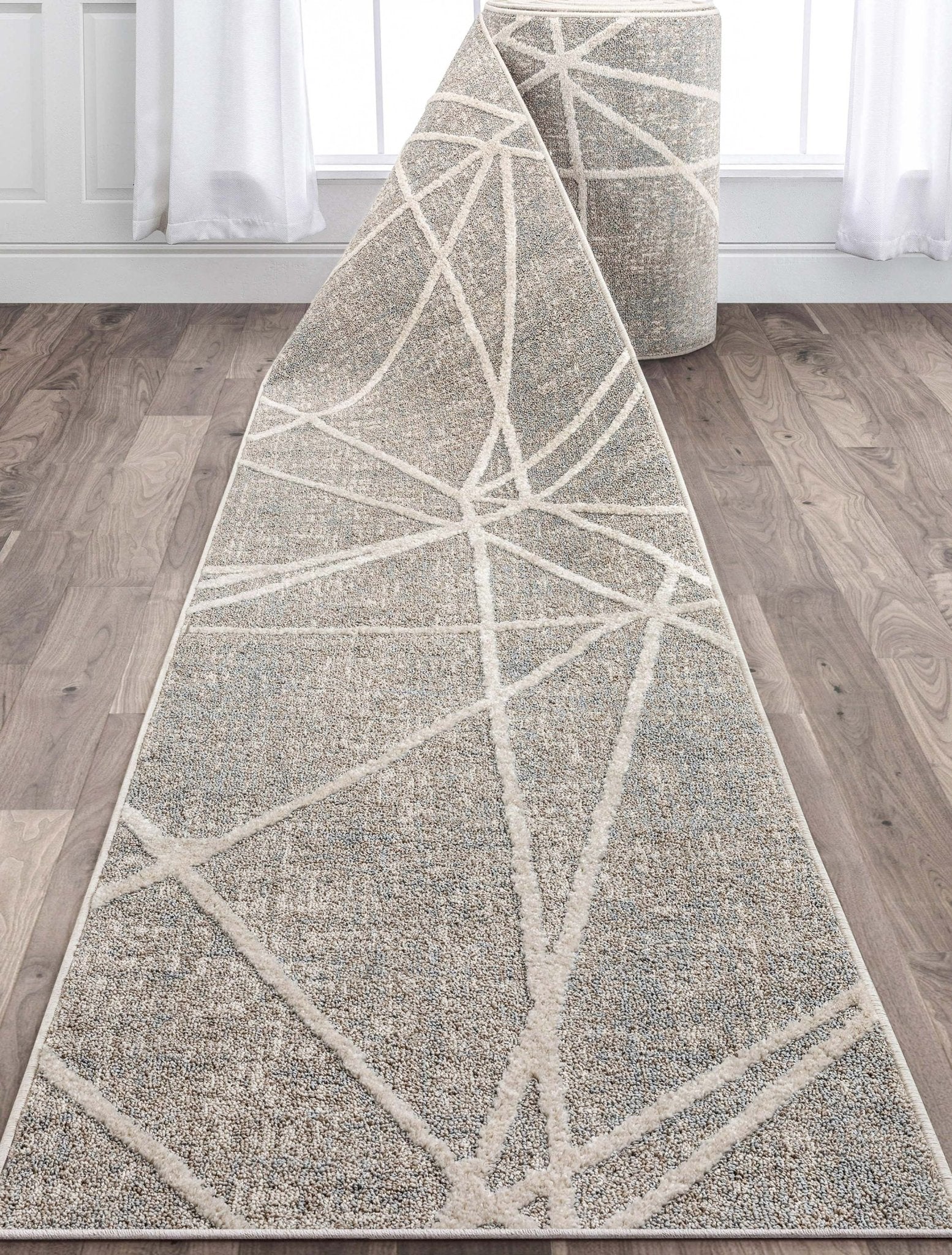 Custom Size Runner Telas Modern Geometric Lines Grey Choose Your Width x Choose Your Length Hallway Runner Rug Well Woven