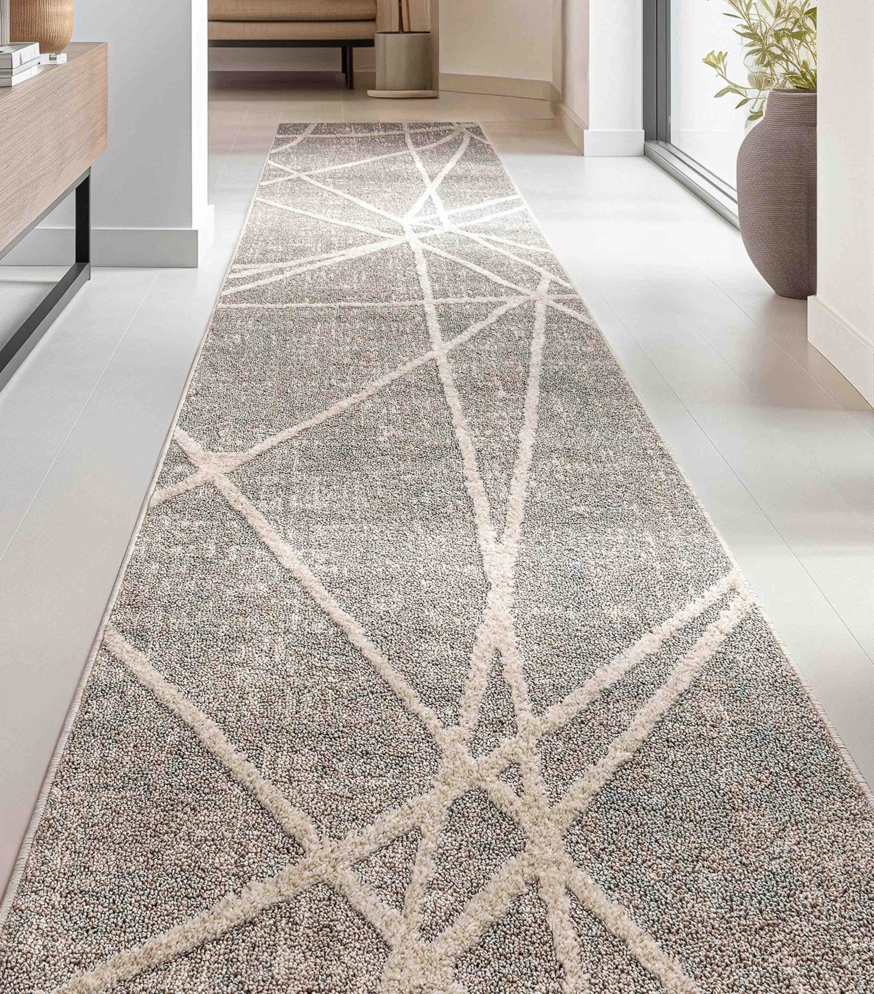 Custom Size Runner Telas Modern Geometric Lines Grey Choose Your Width x Choose Your Length Hallway Runner Rug Well Woven