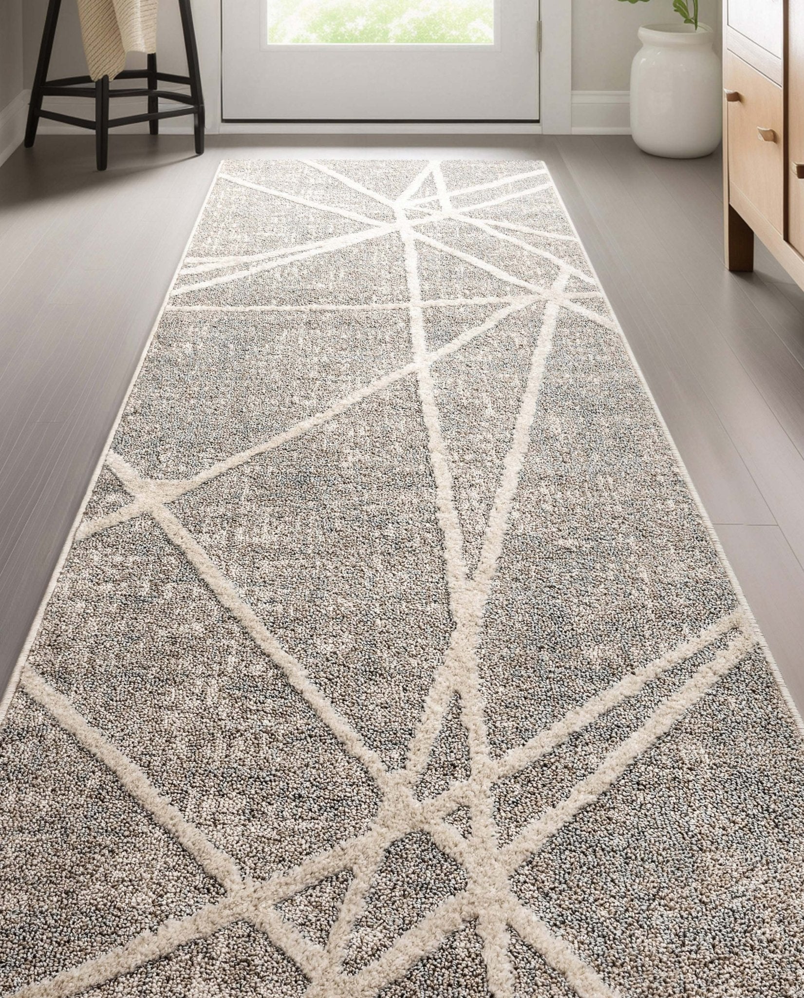 Custom Size Runner Telas Modern Geometric Lines Grey Choose Your Width x Choose Your Length Hallway Runner Rug Well Woven