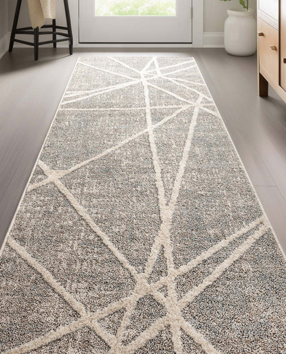 Custom Size Runner Telas Modern Geometric Lines Grey Choose Your Width x Choose Your Length Hallway Runner Rug Well Woven
