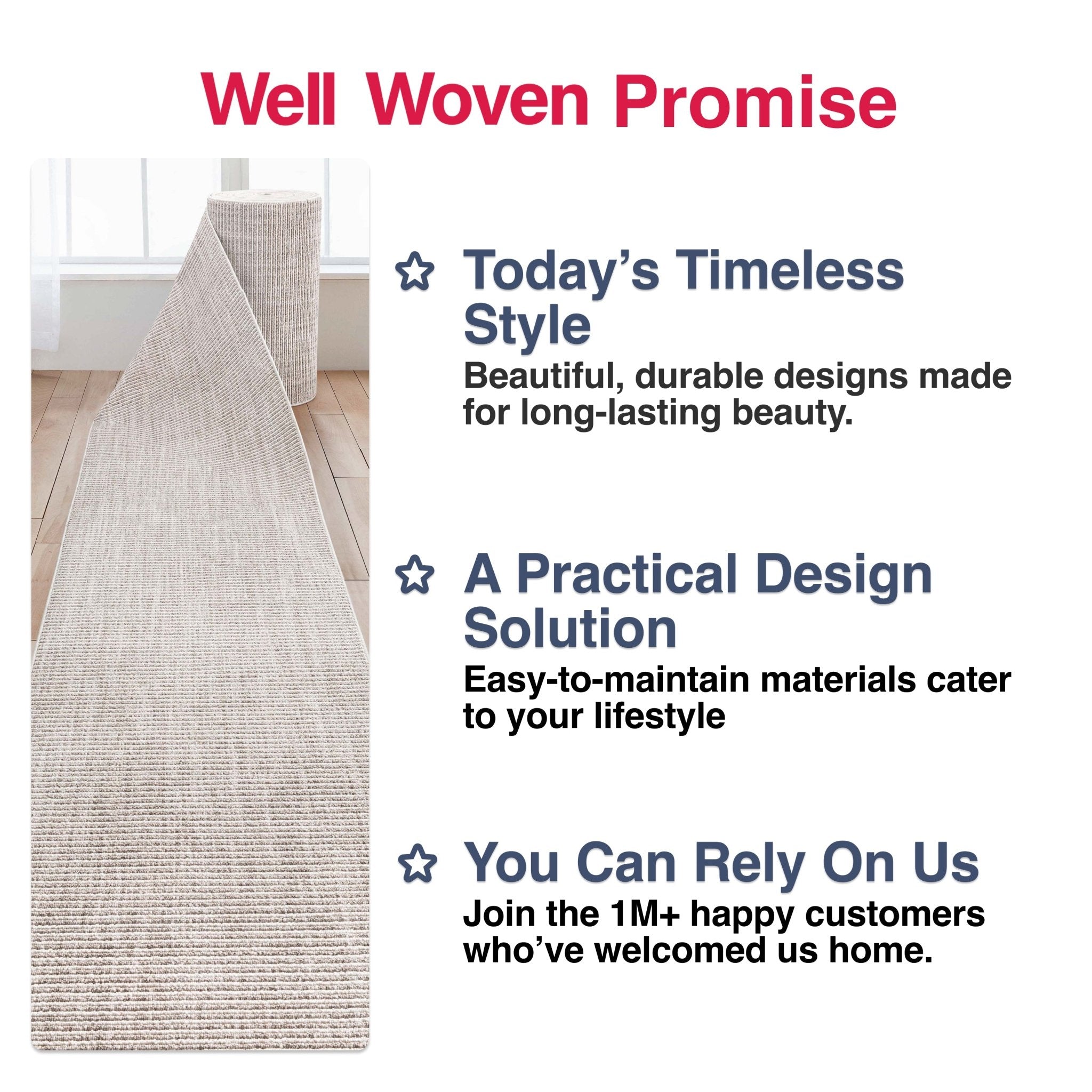 Custom Size Runner Berber Stripes Contemporary Striped Beige Choose Your Width x Choose Your Length Hallway Runner Rug Well Woven