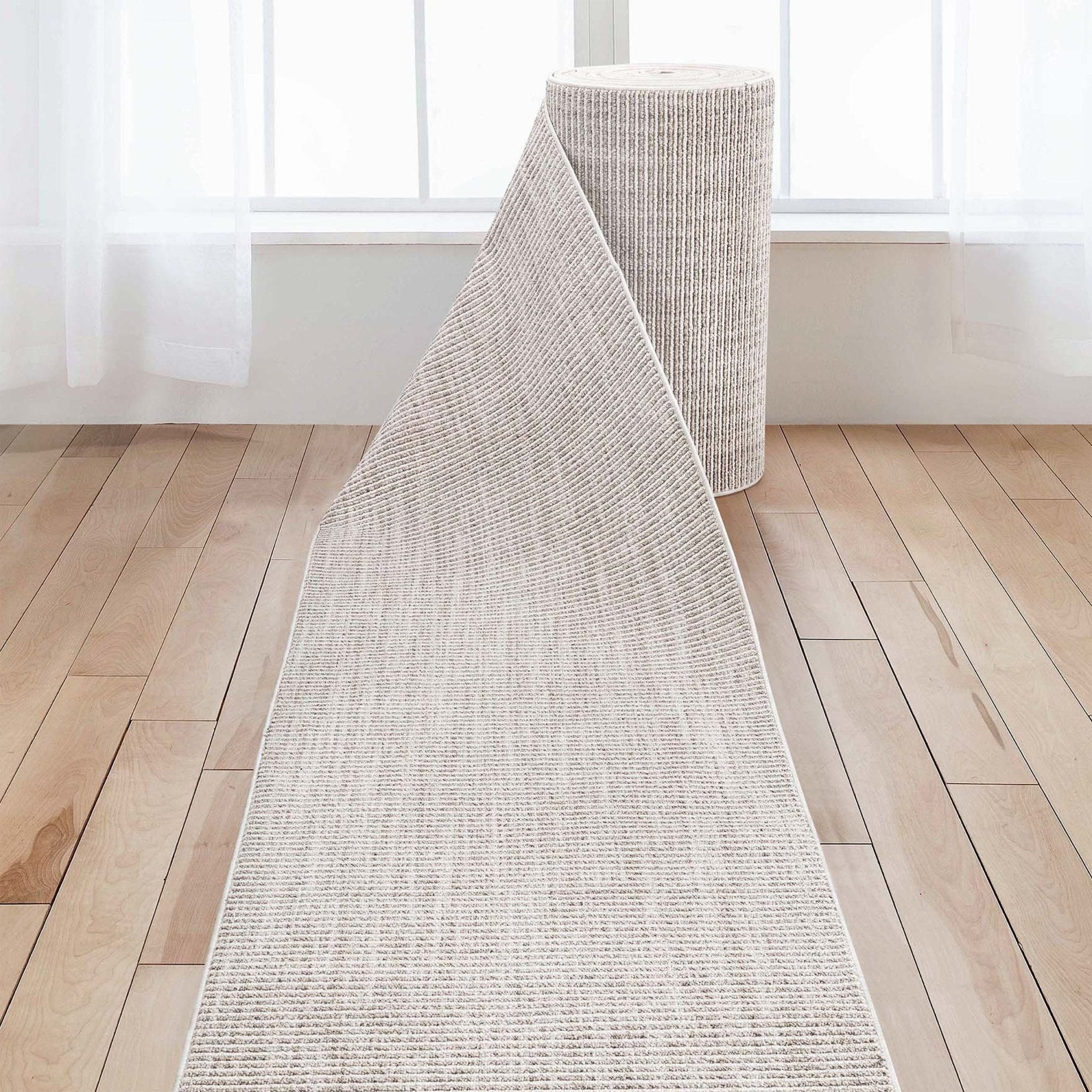 Custom Size Runner Berber Stripes Contemporary Striped Beige Choose Your Width x Choose Your Length Hallway Runner Rug Well Woven