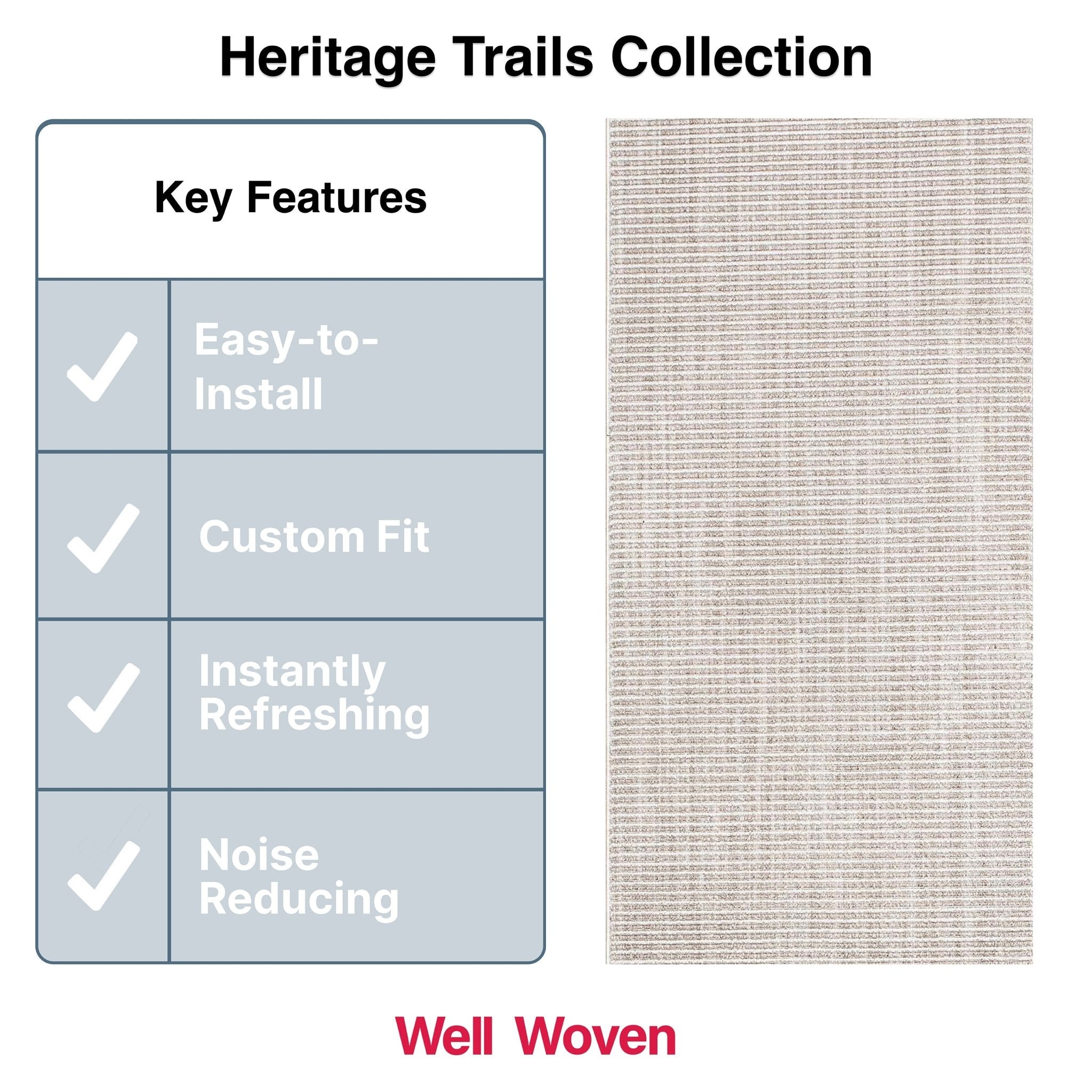 Custom Size Runner Berber Stripes Contemporary Striped Beige Choose Your Width x Choose Your Length Hallway Runner Rug Well Woven