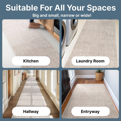 Custom Size Runner Berber Stripes Contemporary Striped Beige Choose Your Width x Choose Your Length Hallway Runner Rug Well Woven