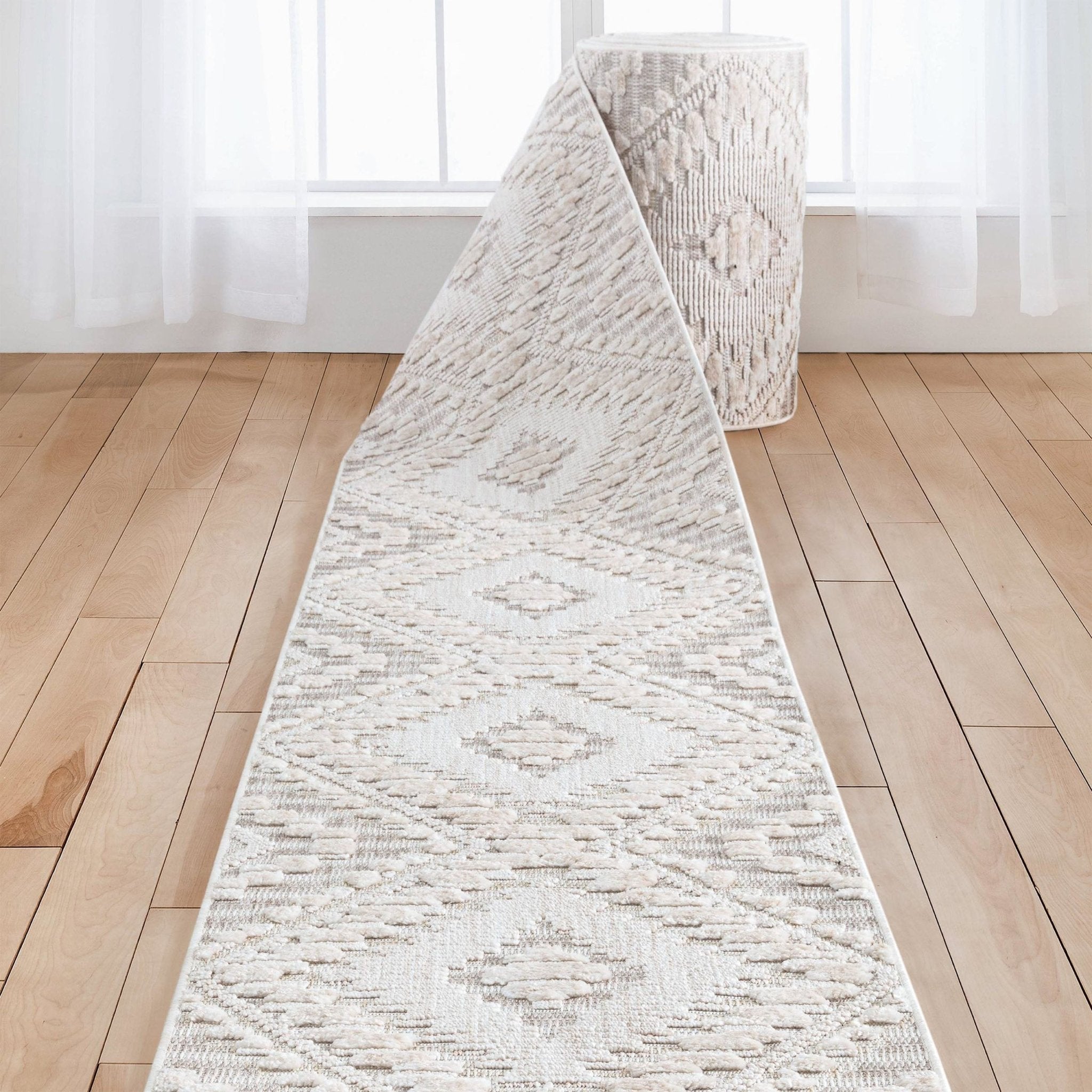 Custom Size Runner Kilim Geo Moroccan Diamond Pattern Beige Choose Your Width x Choose Your Length Hallway Runner Rug Well Woven