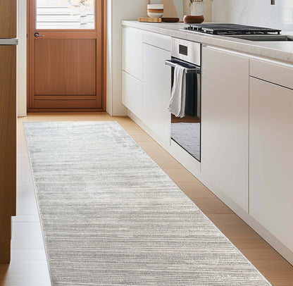 Ethereal Whisper Custom Size Runner - Grey Abstract Choose Your Runner Length - Perfect For Hallway, Stairs & Kitchen - Well Woven - In a Kitchen V2