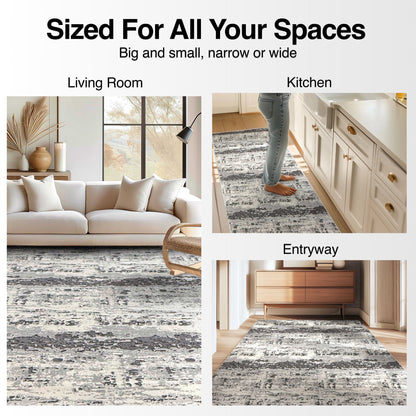 Well Woven | The Abstract Textured Design Smoky Currents Made-to-Measure Custom Rug in various room settings