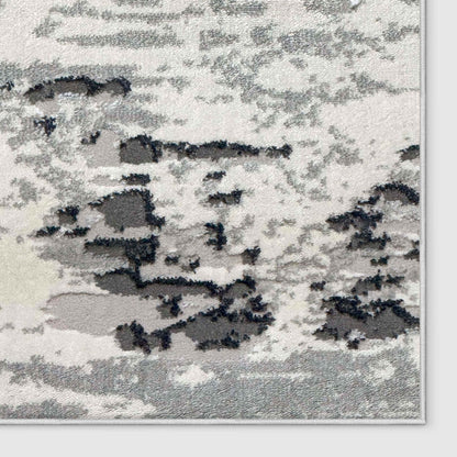 Well Woven | Abstract Textured Design Smoky Currents Made-to-Measure Custom Rug - a grey and white rug corner