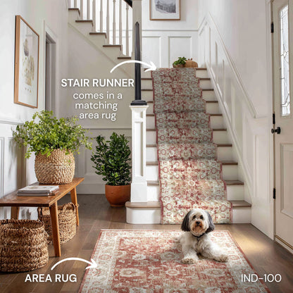 IND-100 Well Woven Elysium Crimson Matching Rug and Runner