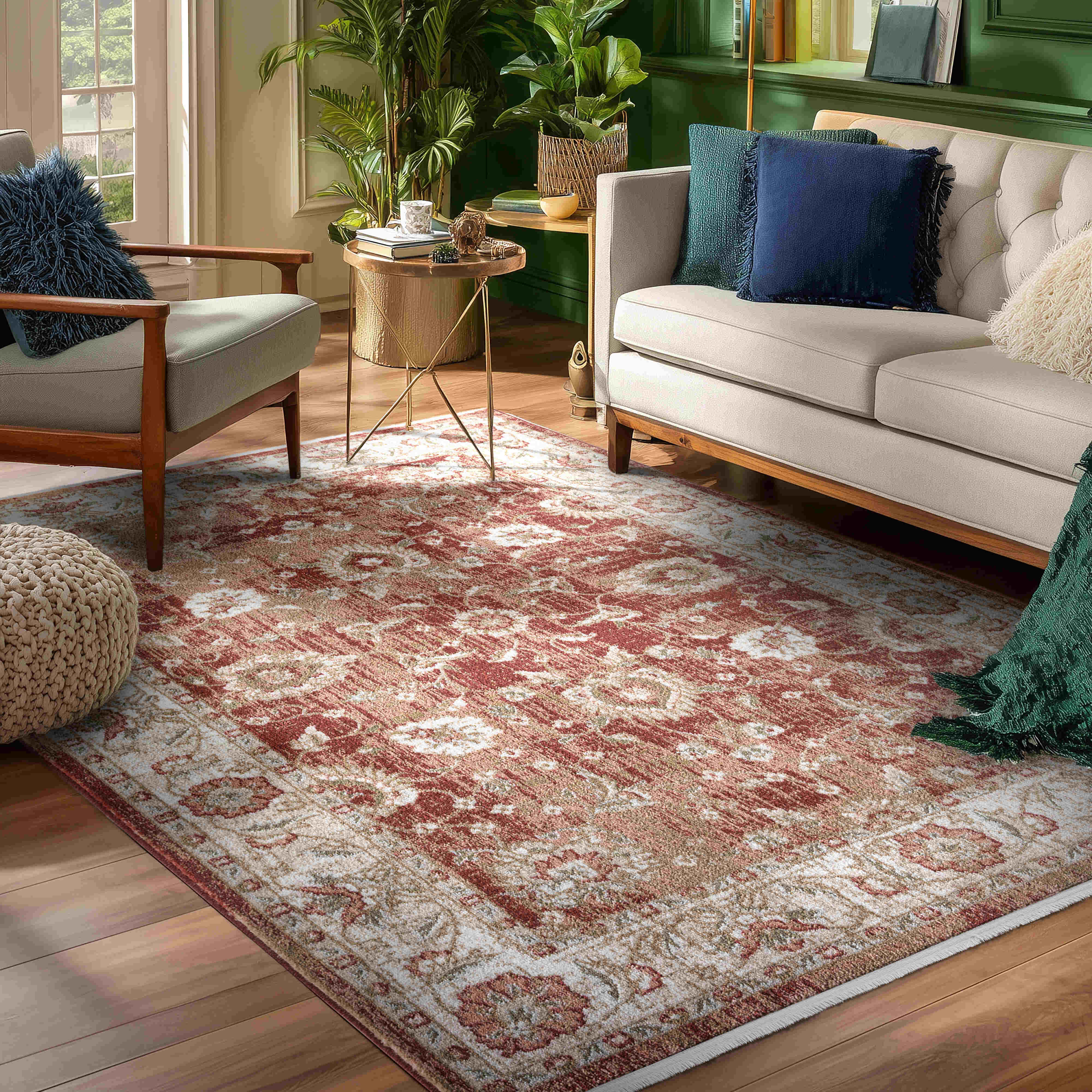 IND-100 Well Woven Indira Elysium Crimson Area Rug Room Scene 2