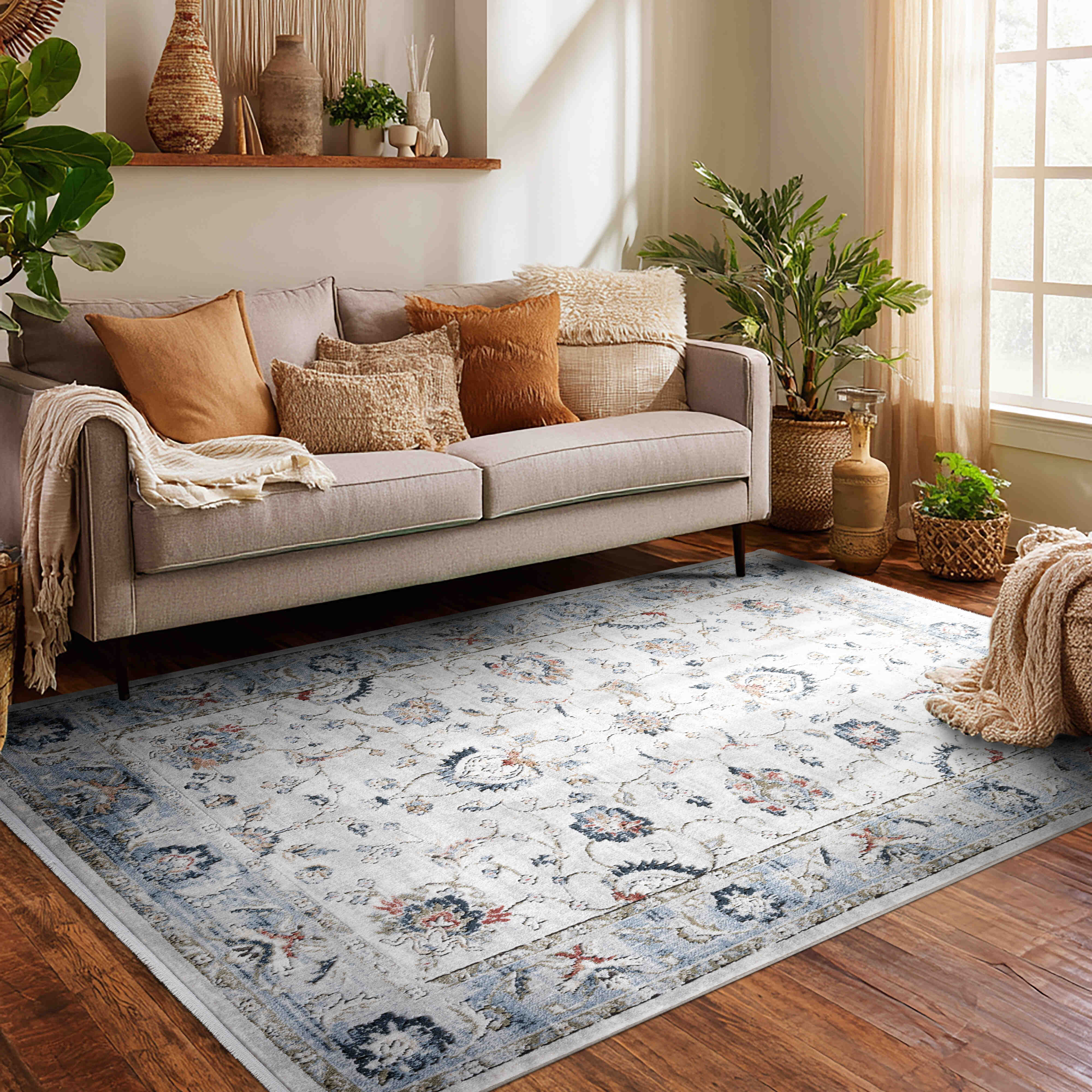 IND-102 Well Woven Indira Elysium Ivory Area Rug Room Scene