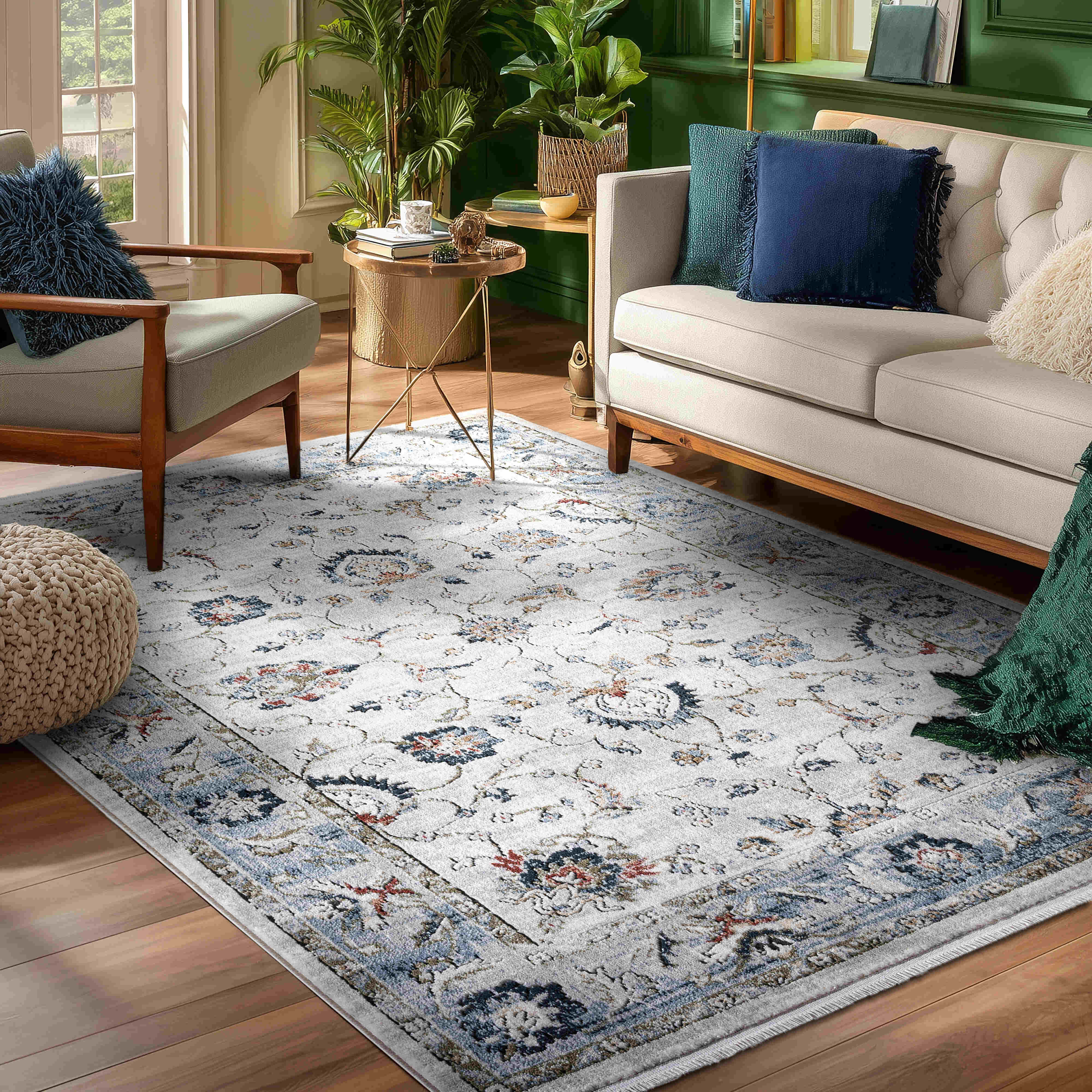 IND-102 Well Woven Indira Elysium Ivory Area Rug Room Scene 2