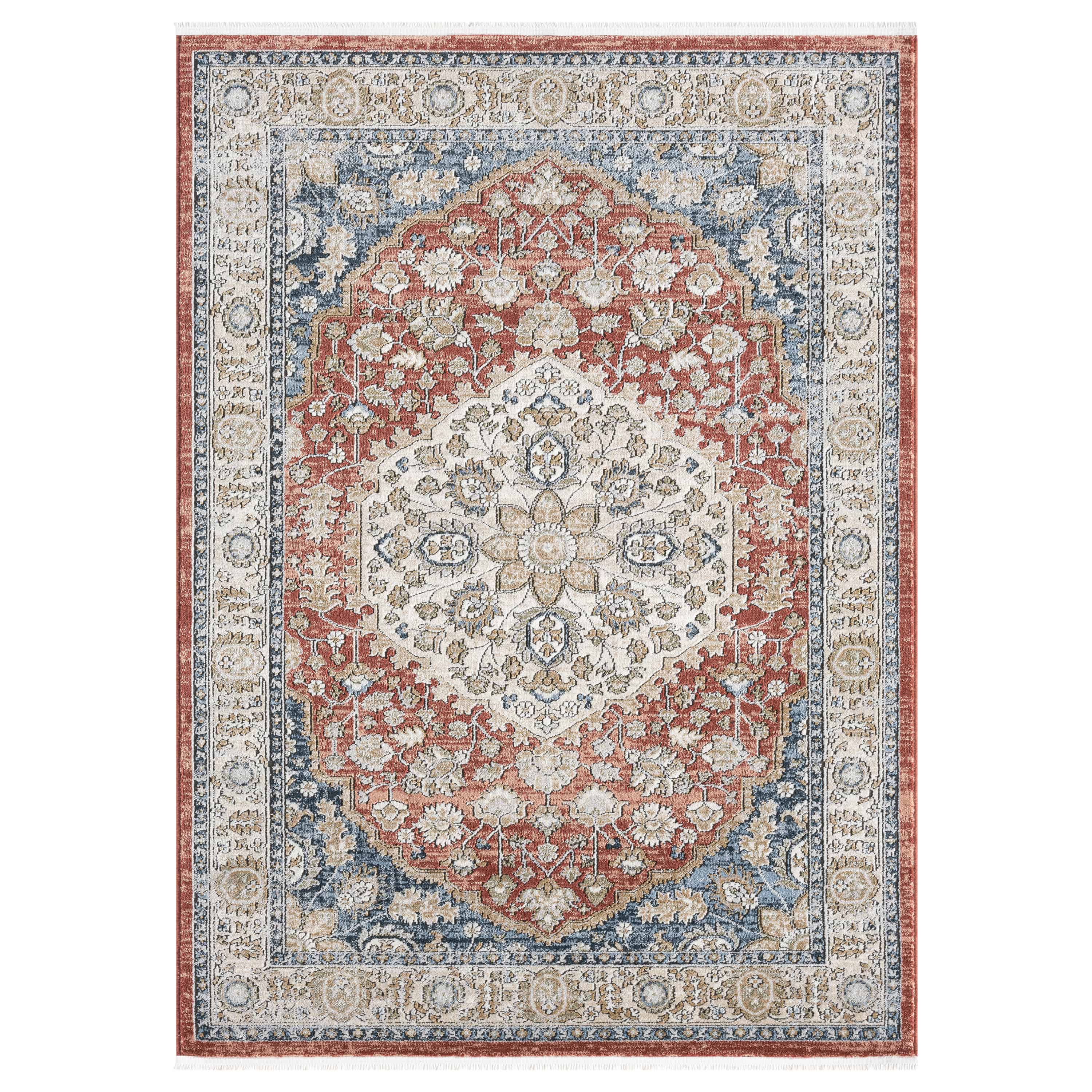 Well Woven Indira Mythos Vintage Medallion Rug with Fringe